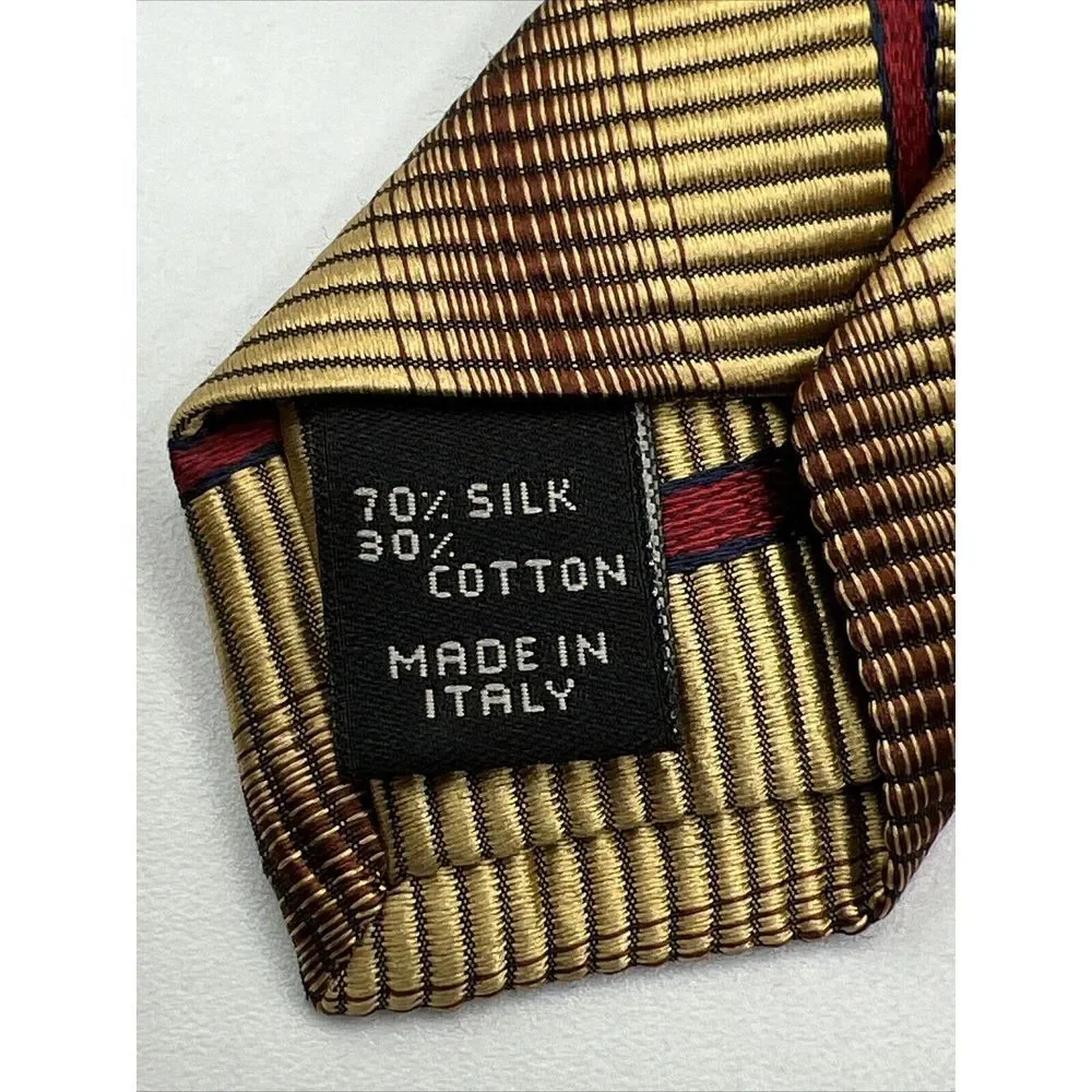 JOS A BANK Signature Collection Men's Silk Cotton Blend Necktie Gold Red Striped